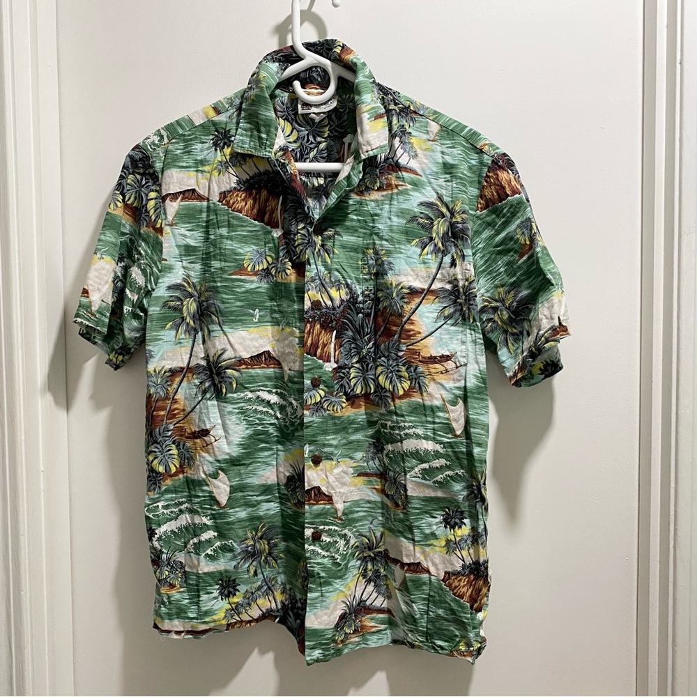 Aloha Republic Coastal Beach USA Made Grandpa Retro Cotton Resortwear Shirt M